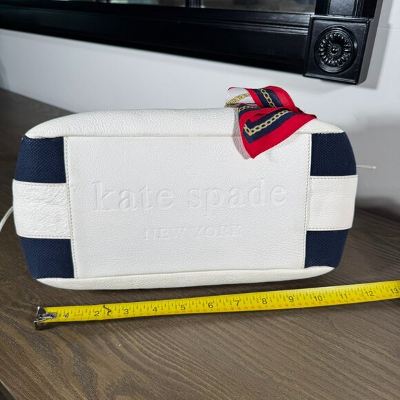 Kate Spade New York Navy Canvas & White Leather Trim Tote/Satche - Picture 5 of 9